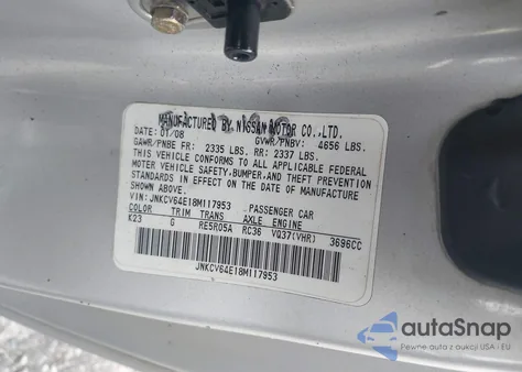 2008 Infiniti G37 Journey z USA, uszkodzony, nr VIN JNKCV64E18M117953